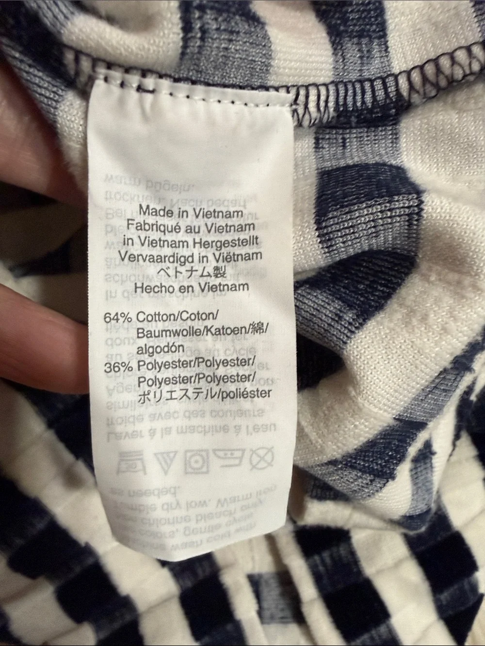 Madewell Texture & Thread Velvet Striped Tee Dress blue white Small